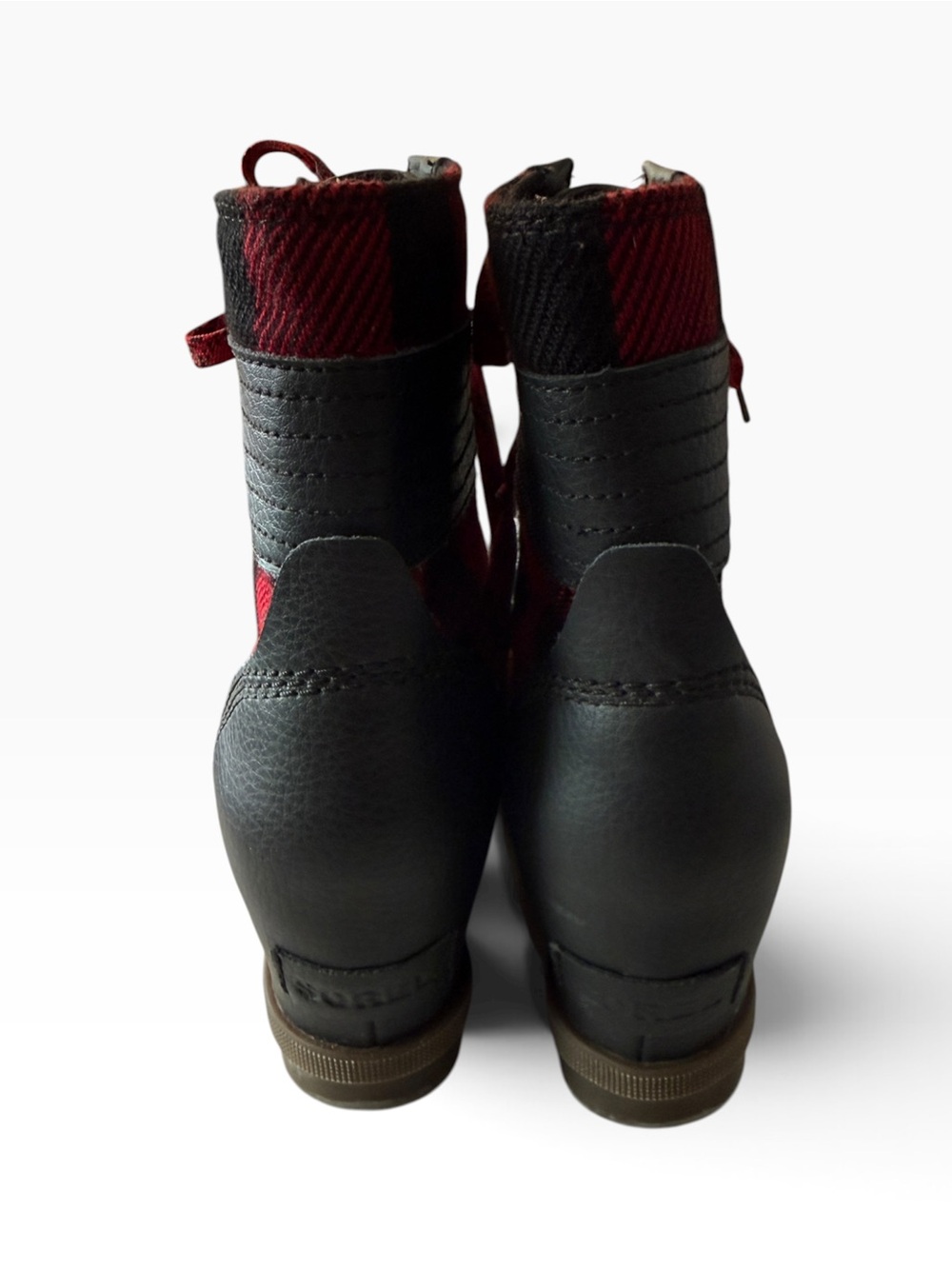 Sorel Women's Red Buffalo Plaid Lace-Up Wedge Boot - Size 5 - Picture 5 of 7